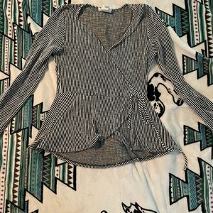 Caution the Wind Brand Striped Black and White Women's Top